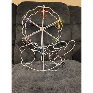 VTG Easter Rabbit Wire Egg Holder Ferris Wheel Bunny 6 Eggs Coated Metal